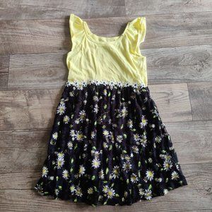 Faded Glory Daisies yellow black dress